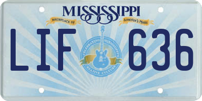 MS license plate LIF636