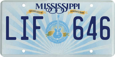 MS license plate LIF646
