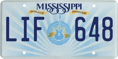 MS license plate LIF648
