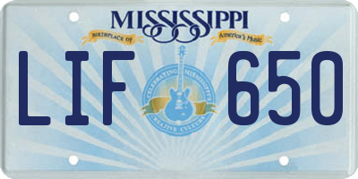 MS license plate LIF650