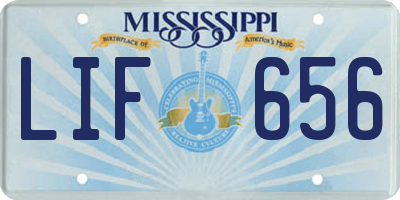 MS license plate LIF656