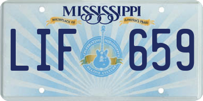 MS license plate LIF659