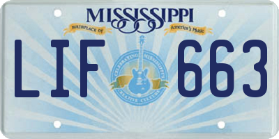 MS license plate LIF663