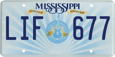 MS license plate LIF677