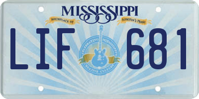 MS license plate LIF681
