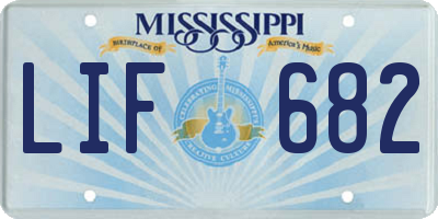 MS license plate LIF682