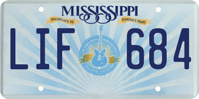 MS license plate LIF684