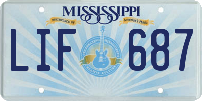 MS license plate LIF687