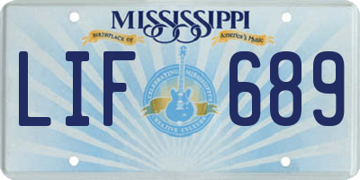 MS license plate LIF689