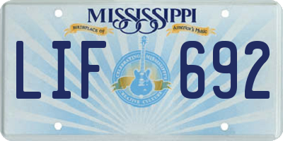 MS license plate LIF692