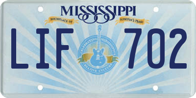 MS license plate LIF702
