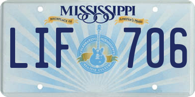 MS license plate LIF706