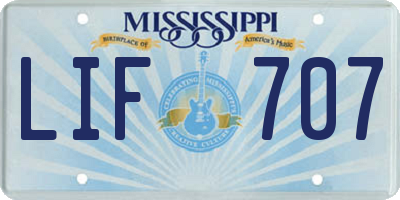 MS license plate LIF707