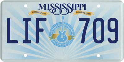 MS license plate LIF709