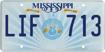 MS license plate LIF713