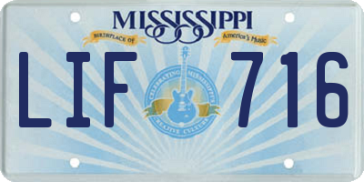MS license plate LIF716