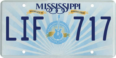 MS license plate LIF717