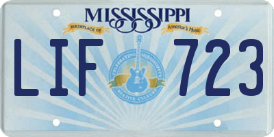 MS license plate LIF723