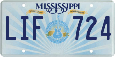 MS license plate LIF724