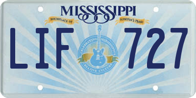MS license plate LIF727