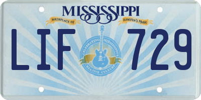 MS license plate LIF729
