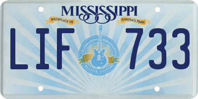 MS license plate LIF733