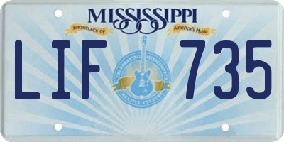 MS license plate LIF735