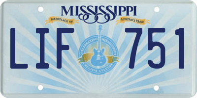 MS license plate LIF751