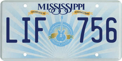 MS license plate LIF756