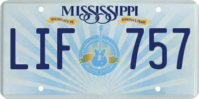MS license plate LIF757