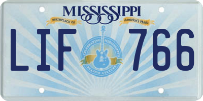 MS license plate LIF766
