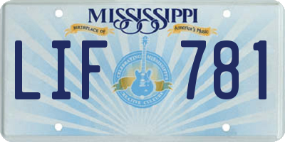 MS license plate LIF781