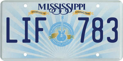 MS license plate LIF783