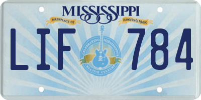 MS license plate LIF784