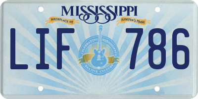 MS license plate LIF786