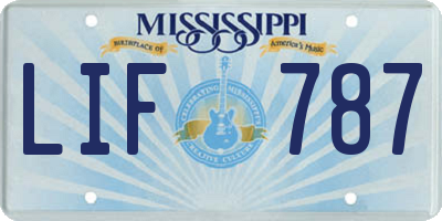 MS license plate LIF787