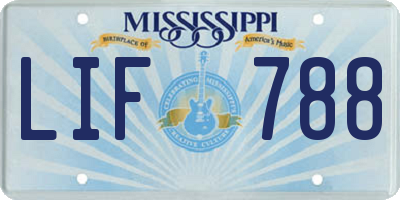 MS license plate LIF788