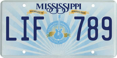 MS license plate LIF789