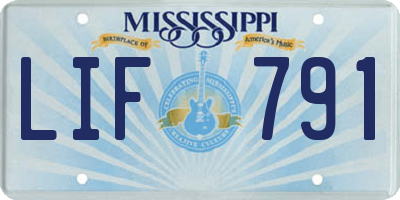 MS license plate LIF791