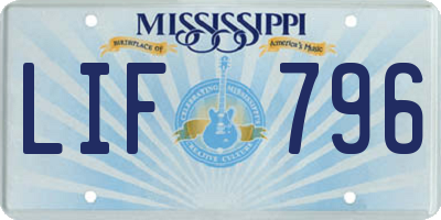 MS license plate LIF796