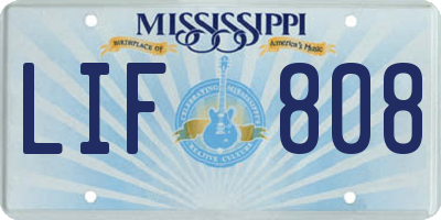 MS license plate LIF808