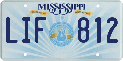 MS license plate LIF812