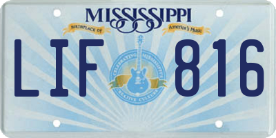 MS license plate LIF816