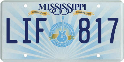 MS license plate LIF817
