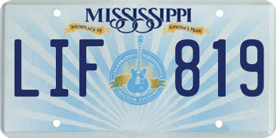MS license plate LIF819