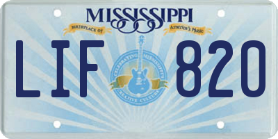 MS license plate LIF820