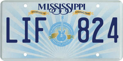 MS license plate LIF824