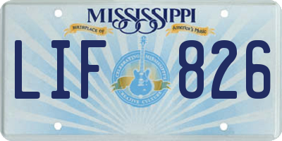 MS license plate LIF826