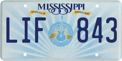 MS license plate LIF843