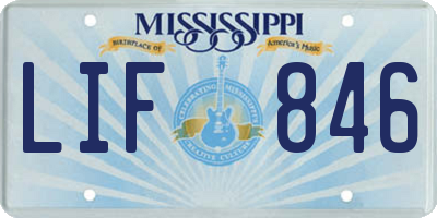 MS license plate LIF846